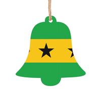 Bandiera di Sao Tomé e Principe Ornamenti per albero di Natale in legno a forma di campana, 6 pezzi, decorazioni vintage per la casa e le vacanze