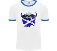 Bandiera Di Scozia Teschio Scozzese Biker Gotico Uomo Ringer T-Shirt