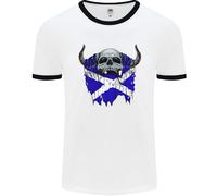 Bandiera Di Scozia Teschio Scozzese Biker Gotico Uomo Ringer T-Shirt