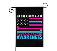 Bandiera di sensibilizzazione sul cancro alla tiroide: nessuno combatte da solo. Bandiere da Giardino 12,5x18 Pollici - Banner dai Colori Vivaci per Decorazioni Esterne di Giardini e Case - Idee Rega