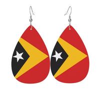 Bandiera di Timor Est orecchini in pelle a forma di lacrima sono un accessorio lussuoso e alla moda adatto per le donne, mostrando fascino individuale.