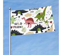 Bandiera Dinosauri Carini Colore Vivido Garden Flag Coutures Doubles Bandiere Pirata Per Eventi Parata Conferenza 3X5Ft