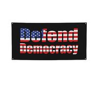 Bandiera divertente "Difendi la democrazia" con 4 occhielli in metallo per decorazioni festive, feste e occasioni speciali - 89 x 180 cm
