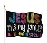 Bandiera Doppia Cucitura Bandiere Da Balcone Jesus Is My Jam And Im Here To Spread Christianty Book Verse Rinforzo Bandierine Della Decorazione Per Celebrazione Ristoranti Decorazione 90X150Cm