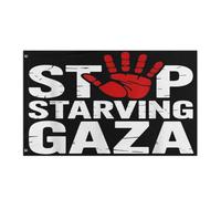 Bandiera Doppia Cucitura Bandiere Da Giardino Stop Starving Gaza, Save Children Stampa Bandierine Della Decorazione Per All'Aperto Giardino Celebrazione 90X150Cm