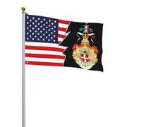 Bandiera Doppia Cucitura, Coat Of Arms Of The Kingdom Of Italy (1890) And America Colori Vivaci Bandiere Da Giardino Per Giardino Conferenza Flag 90X150Cm