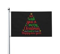 Bandiera Doppia Cucitura, We Wish You A Merry Christmas And A Happy New Year Rinforzo Bandiere Da Balcone Per Parata Conferenza Bandierine 90X150Cm