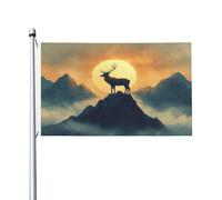 Bandiera double-face con il cervo gigante sulla cima della montagna, 9 x 1,5 m, resistente, per esterni e giardino, perfetta per camera da letto e giardino