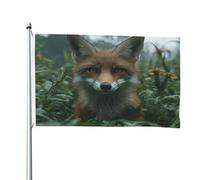 Bandiera double-face con la volpe nell'erba, 1,2 x 1,8 m, resistente, per esterni e giardino, perfetta per camera da letto e giardino