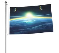 Bandiera double-face con scritta "Looking up at the Earth", 2 x 3, resistente e decorativo, ideale per giardino, camera da letto e decorazione per feste