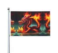 Bandiera double-face con stampa del Re Drago nel fuoco, 0,9 x 1,5 m, adatta per uso interno ed esterno, festività/evento/decorazione della casa (senza poleless)