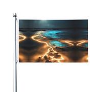 Bandiera double-face con stampa "View under the moon", 0,9 x 1,5 m, adatta per uso interno ed esterno, festività/evento/decorazione della casa (poleless)