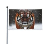 Bandiera double-face con tigri nella neve, 0,9 x 1,5 m, striscione resistente per decorazioni da esterno e giardino, stampa su entrambi i lati, facile da installare