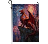 Bandiera Dragon Red Mythical Creature Fireworks Stagione Bandiera Tessuto Da Esterno Striscione All'Aperto, Per Giardino, Balcone, Eventi, 30x45cm