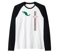 Bandiera e Mappa del Messico, Grafica Minimalista dell'orgoglio del Messico Maglia con Maniche Raglan