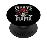 Bandiera e teschio a croce della mamma pirata Jolly Roger per Halloween PopSockets PopGrip Adesivo
