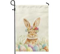 Bandiera Easter Bunny Cute Rabbit Flower con Occhielli Bandiere da Balcone Rinforzo Bandierine della Decorazione per Parata Giardino 30x45cm