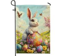 Bandiera Easter Colorful Bunny Egg Stampa Bandiere Resistente alle Intemperie Striscioni di Bunting per Interno Celebrazione 30x45cm