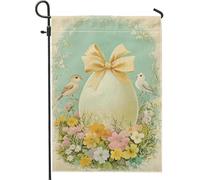 Bandiera Easter Spring Mint Egg with Bow and Birds Flower Resistente alle Intemperie Bandiere da giardino con Occhielli Flag per Balcone Decorazione 30x45cm