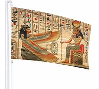 Bandiera egiziana Decor 3x5 Ft Ali Antico Sole Nilo Storico Arte Antica Pergamena Cultura Nazione Poliestere Motivo Stampato Decorazioni per Esterni per Case e Giardini