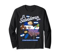 Bandiera El Salvador Idea per Bambini e Patrimonio salvadoregno ispanico Maglia a Manica