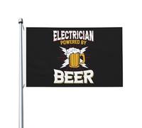 Bandiera Electrician Powered By Beer Robuste Striscione Resistente Alle Intemperie Segnali Da Giardino Per Attività Camere All'Aperto 3X5 Ft