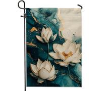 Bandiera Elegant Teal Flower White Water Lily Flowers Stagione Resistente Alle Intemperie Striscione All'Aperto, Per Giardino, Eventi, All'Aperto Al Coperto, 30x45cm
