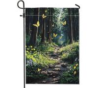 Bandiera Elegant Yellow Butterfly Vibrant Flower Stagione Bandiera Resistente Alle Intemperie Striscione All'Aperto, Per Eventi, Feste Strada, Celebrazioni, 30x45cm
