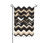 Bandiera esterna con stampa a zig-zag nero bianco marrone chiaro per giardino, cortile, vacanze, matrimonio, esterno, casa, portico, fattoria, stagionale