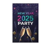 Bandiera esterna di felice anno, bandiera di Capodanno per il giardino, Bandiera da giardino creativa di Capodanno 2025, Bandiera da giardino alla moda di felice anno nuovo da 12x18 pollici