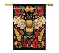 Bandiera estetica autunnale per la casa delle api, 71 x 101 cm, double-face, decorativa per esterni, con foglia d'acero vintage autunnale, bandiera per la casa in lino, fiore retrò per piante