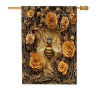 Bandiera estetica autunnale per la casa delle api 71 x 101 cm per esterni, bandiera rustica per la casa verticale standard in lino, motivo vintage con insetti per cortile anteriore cortile