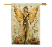 Bandiera estetica vintage per casa delle fate, 71 x 101 cm, double-face, decorativa per esterni, con foglia d'acero autunnale e zucca, bandiera per la casa, per il Ringraziamento all'aperto