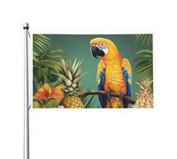Bandiera estiva con pappagallo ananas e uccello, 9 x 1,5 m, bandiera da giardino su entrambi i lati, resistente allo sbiadimento, bandiera per esterni, divertente bandiera per vacanze con occhielli in