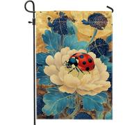 Bandiera estiva da giardino a forma di coccinella, con insetti rossi, decorazione per la casa, bandiera su entrambi i lati in iuta per cortile, decorazione per esterni, 30,5 x 45,7 cm