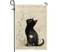 Bandiera estiva da giardino a forma di gatto, decorazione per esterni con sagoma floreale di gatto, bandiera da giardino in iuta su entrambi i lati, per amanti dei gatti, decorazione per la casa e il