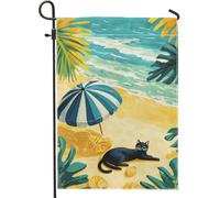 Bandiera estiva da giardino a forma di gatto, ombrello per prendere il sole con gatti, bandiere decorative per la casa, decorazioni artistiche da giardino su entrambi i lati, 30,5 x 45,7 cm