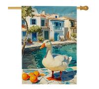 Bandiera estiva da giardino, anatra bianca e arance, decorazione per esterni, striscione artistico su entrambi i lati, per prato e patio, 71 x 101 cm