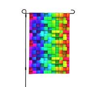 Bandiera estiva da giardino bifacciale, motivo a quadri color arcobaleno, 12x18 pollici, per esterni