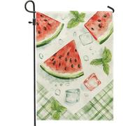 Bandiera estiva da giardino con anguria, design melone rosso e verde, striscione decorativo per esterni, bandiera da cortile su entrambi i lati, per barbecue, feste, decorazione prato 30,5 x 45,7 cm