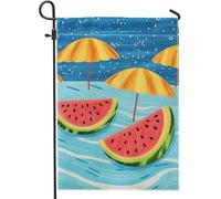 Bandiera estiva da giardino con anguria, divertente striscione decorativo con frutta tropicale, bandiera colorata su entrambi i lati, per esterni, decorazione per feste in spiaggia, 30,5 x 45,7 cm