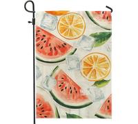 Bandiera estiva da giardino con anguria e agrumi, bandiera da giardino con design colorato con frutta, bandiera su entrambi i lati, per patio, decorazione per prato, 30,5 x 45,7 cm