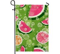 Bandiera estiva da giardino con bolle di frutta, anguria, arancia, agrumi, decorazione per la casa, striscione stagionale, design su entrambi i lati, decorazione per prato esterno 30,5 x 45,7 cm