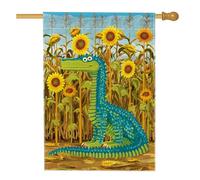 Bandiera estiva da giardino con coccodrillo in stile cartone animato, motivo girasole blu e verde, decorazione per esterni, striscione in iuta su entrambi i lati per decorazione per feste sul prato