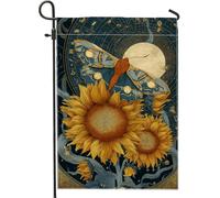 Bandiera estiva da giardino con falena girasole, bandiera arancione blu farfalla per esterni, bandiera decorativa su entrambi i lati per la decorazione della casa, decorazione floreale stagionale per