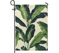 Bandiera estiva da giardino con foglie di palma tropicali, bandiere botaniche verdi per esterni, bandiera da giardino in iuta su entrambi i lati, per la decorazione del prato domestico 30,5 x 45,7 cm