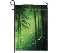 Bandiera estiva da giardino con foresta di bambù, lucciola verde luminosa per esterni, decorazione per la casa, bandiera su entrambi i lati, decorazione per giardino, 30,5 x 45,7 cm
