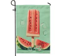 Bandiera estiva da giardino con ghiaccioli e anguria, design con gelato alla pesca, decorazione per la casa o per cortile, decorazione per prato all'aperto su entrambi i lati, divertente forniture per