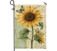 Bandiera estiva da giardino con girasole, decorazione floreale gialla con farfalle, striscione in iuta su entrambi i lati per decorazione esterna del prato 30,5 x 45,7 cm