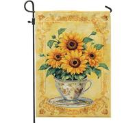 Bandiera estiva da giardino con girasole, giallo brillante, motivo floreale, per esterni, in iuta su entrambi i lati, per feste e vacanze, 30,5 x 45,7 cm